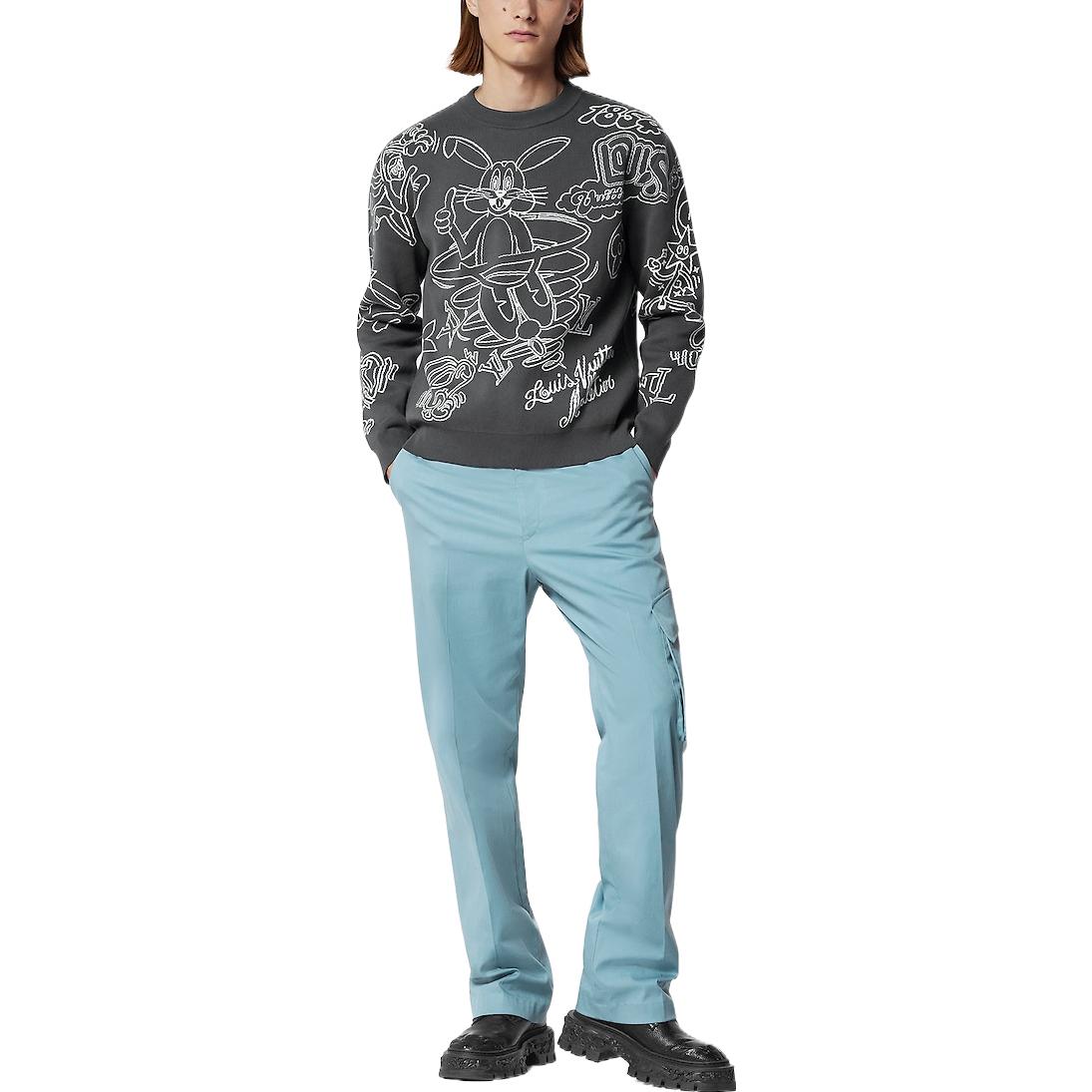 Lookbook ルイ・ヴィトン SS23 カートゥーンラビットプリント ニットクルーネックスウェット グレー 1AB4XC