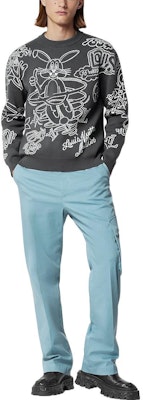 ルイ・ヴィトン SS23 カートゥーンラビットプリント ニットクルーネックスウェット グレー 1AB4XC Lookbook ルイ・ヴィトン SS23 カートゥーンラビットプリント ニットクルーネックスウェット グレー 1AB4XC