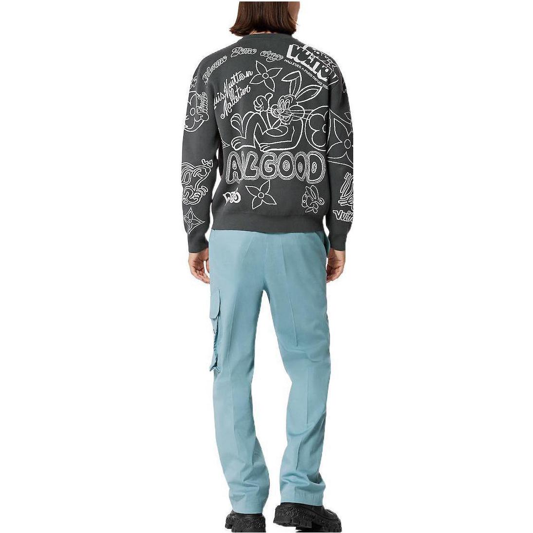 Shop ルイ・ヴィトン SS23 カートゥーンラビットプリント ニットクルーネックスウェット グレー 1AB4XC