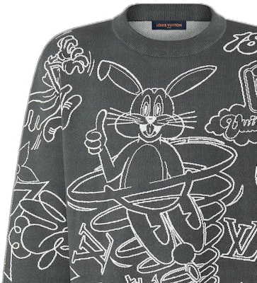 ルイ・ヴィトン SS23 カートゥーンラビットプリント ニットクルーネックスウェット グレー 1AB4XC Details for ルイ・ヴィトン SS23 カートゥーンラビットプリント ニットクルーネックスウェット グレー 1AB4XC