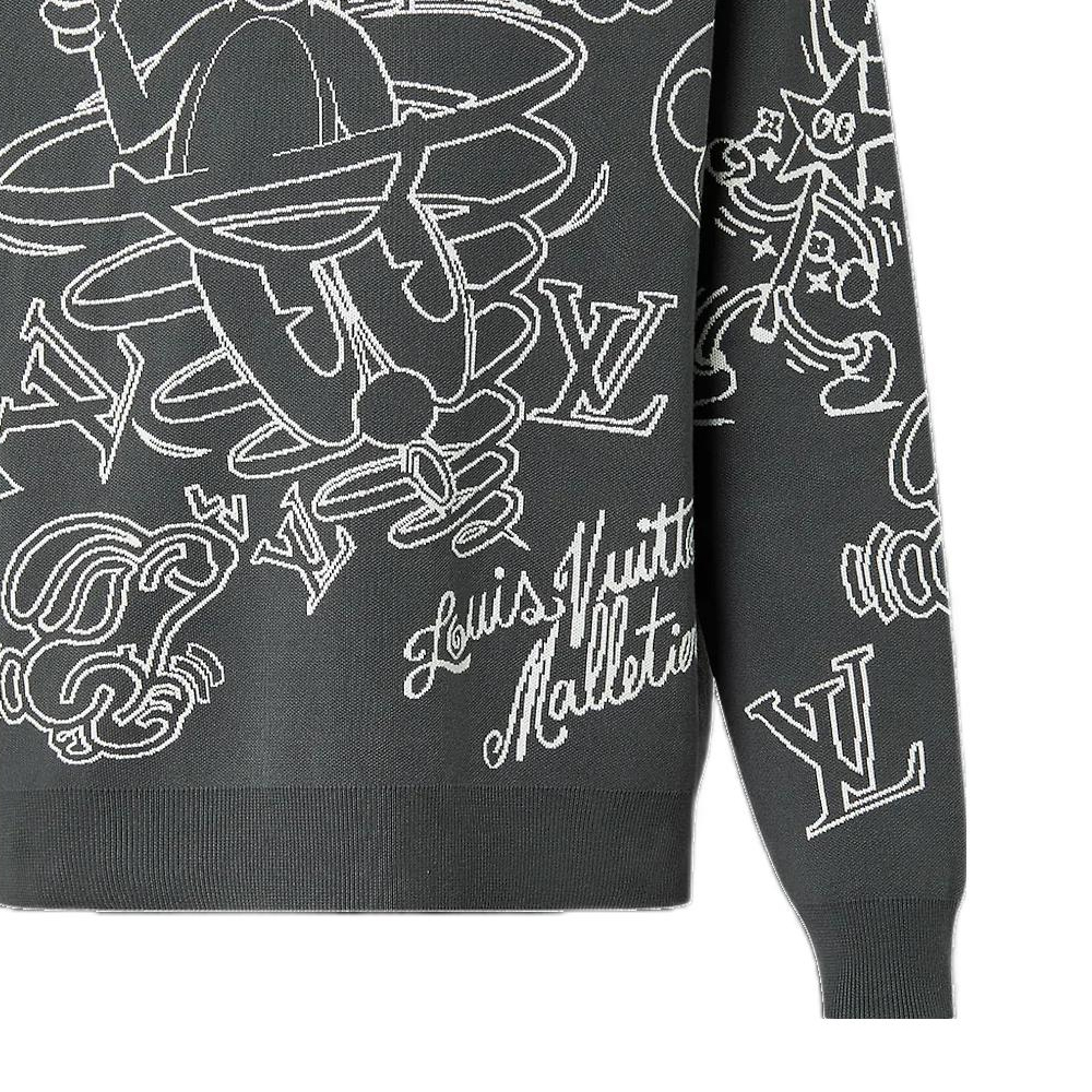 Sizing ルイ・ヴィトン SS23 カートゥーンラビットプリント ニットクルーネックスウェット グレー 1AB4XC