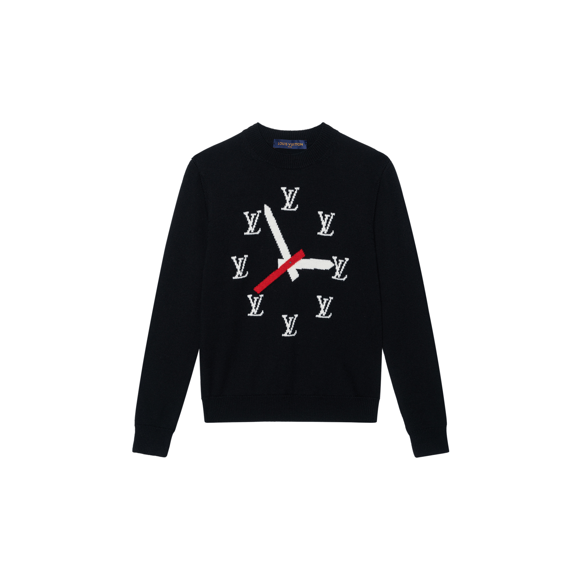 LOUIS VUITTON SS23 Clock Pattern Knit Pullover Sweater Men’s Black 1AA4HL
