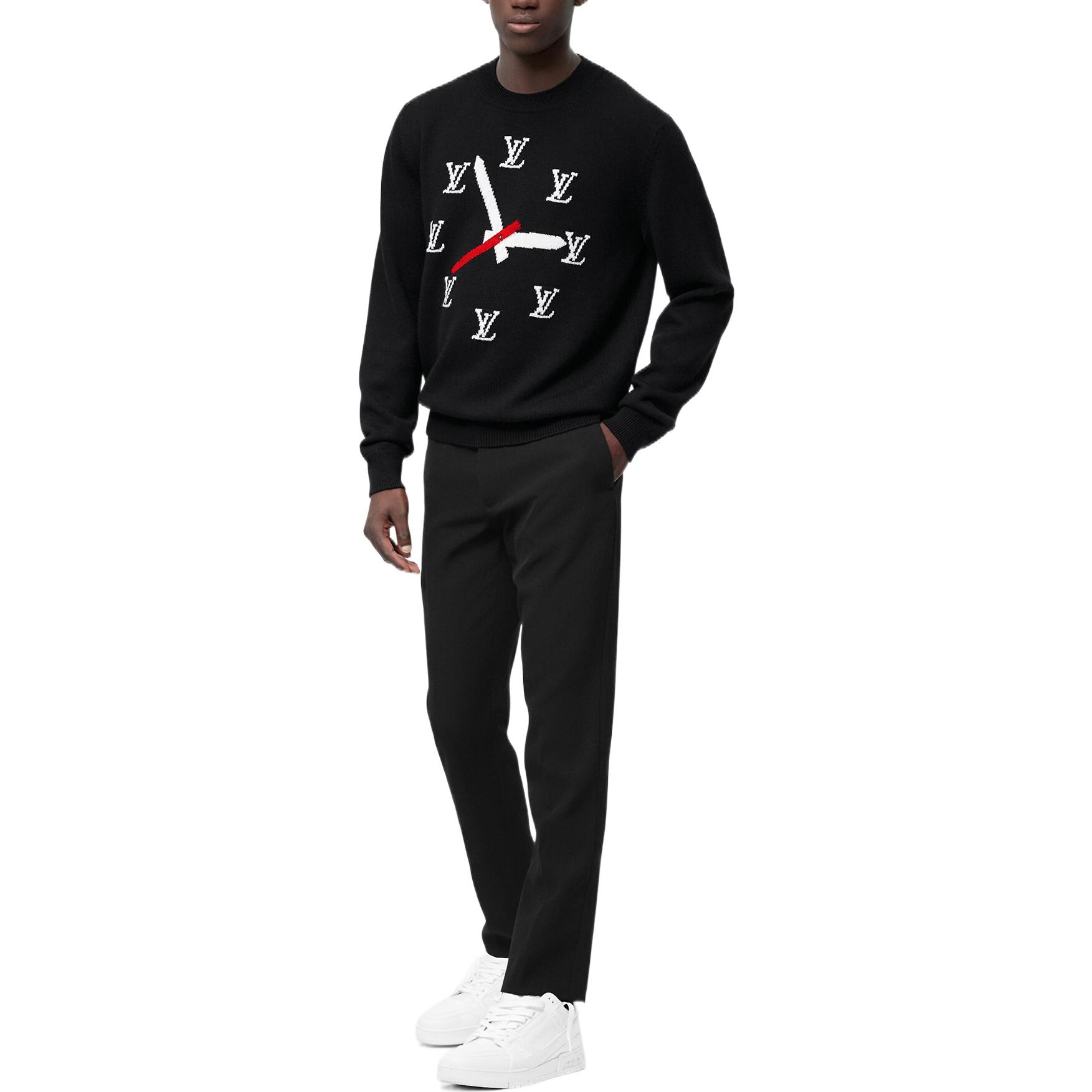 Lookbook LOUIS VUITTON SS23 Sweater Rajut Pola Jam Pria Warna Hitam 1AA4HL