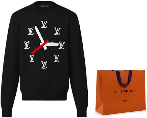 LOUIS VUITTON SS23 Sweater Rajut Pola Jam Pria Warna Hitam 1AA4HL Cheap LOUIS VUITTON SS23 Sweater Rajut Pola Jam Pria Warna Hitam 1AA4HL