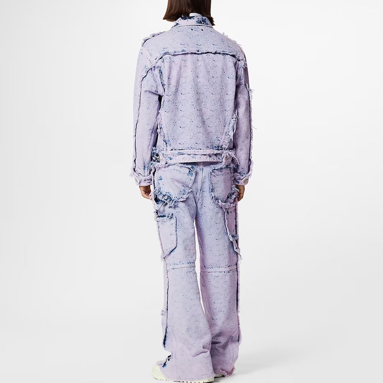 Purchase 路易威登SS23紫色做旧Logo流苏丹宁夹克男士. 1AB4TB