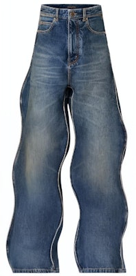 LOUIS VUITTON SS23 Distressed Wave Washed Blue Denim Jeans for Men. 1AB4SK Order LOUIS VUITTON SS23 Distressed Wave Washed Blue Denim Jeans for Men. 1AB4SK