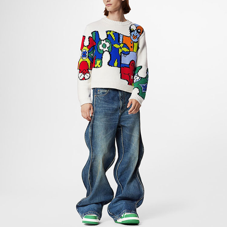 Lookbook LOUIS VUITTON SS23 Distressed Wave Washed Blue Denim Jeans for Men. 1AB4SK