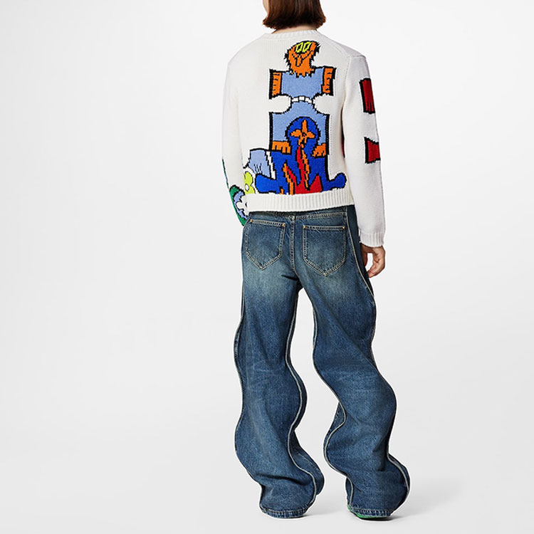 Shop LOUIS VUITTON SS23 Distressed Wave Washed Blue Denim Jeans for Men. 1AB4SK