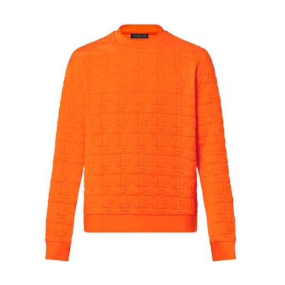 Louis Vuitton SS23 Embossed Logo Quilted Pullover Sweatshirt Orange () 1AATZO
