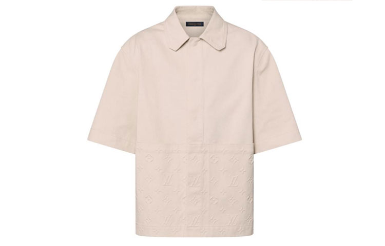 LOUIS VUITTON SS23 Embossed Logo Short Sleeve Shirt Khaki 1AAUOA