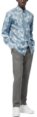 LOUIS VUITTON SS23 Floral Logo Print Long Sleeve Shirt Blue 1AA4IG Lookbook LOUIS VUITTON SS23 Floral Logo Print Long Sleeve Shirt Blue 1AA4IG