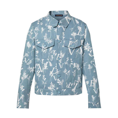 LOUIS VUITTON SS23 Floral Monogram Denim Jacket Single-Breasted Blue . 1AA5I1
