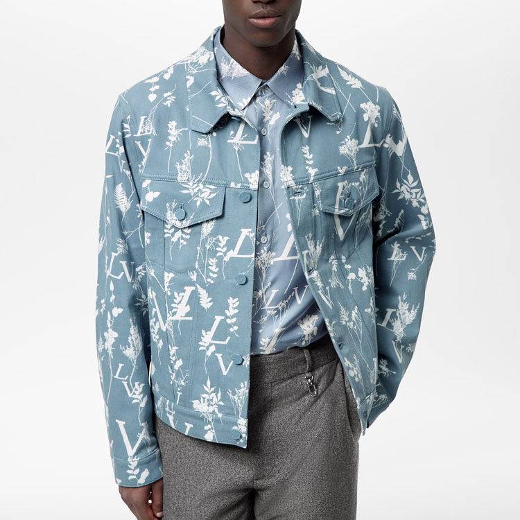 LOUIS VUITTON SS23 Floral Monogram Denim Jacket Single-Breasted Blue . 1AA5I1 圖 5