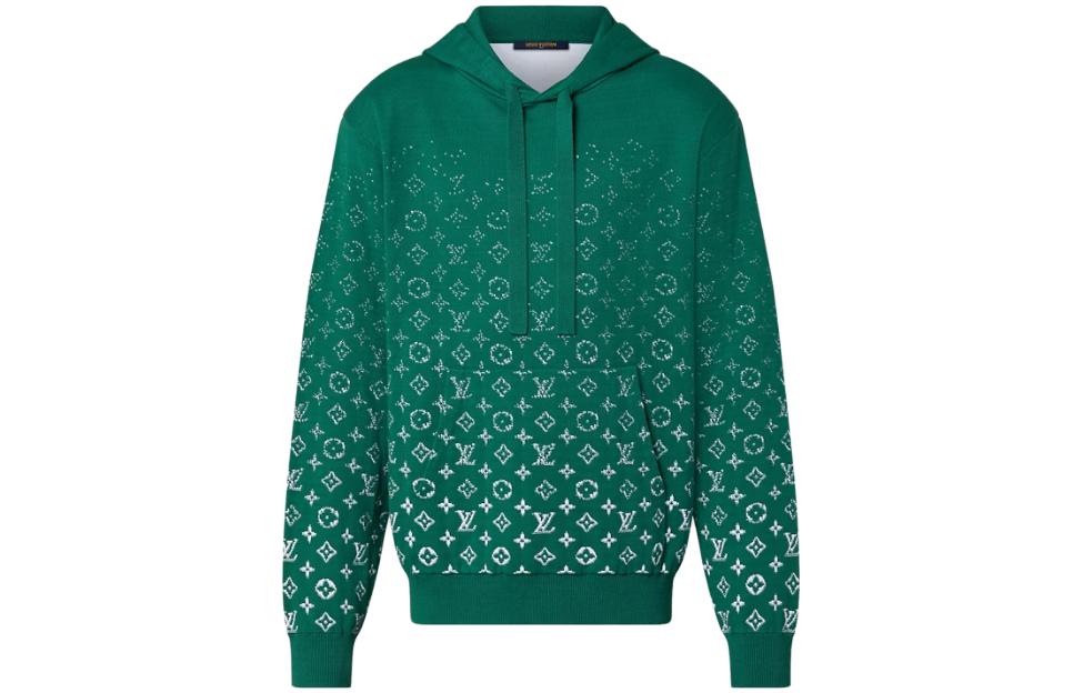 LOUIS VUITTON SS23 Gradient Print Green Hoodie  Long Sleeve Pullover. 1ABIYU
