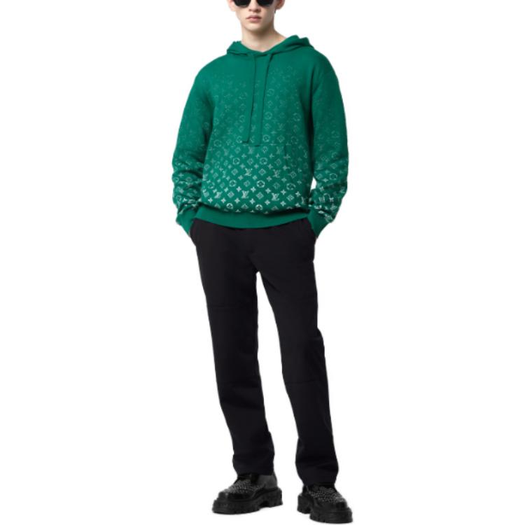 Lookbook 路易威登SS23渐变印花绿色连帽长袖卫衣. 1ABIYU