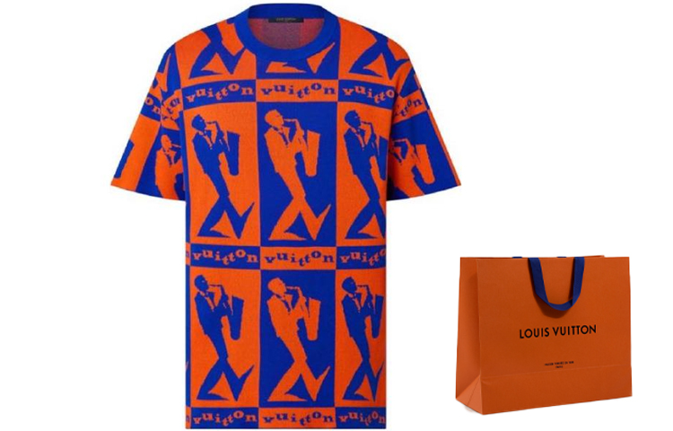 Purchase LOUIS VUITTON SS23 Graphic Print Crewneck T-Shirt Orange  Short Sleeve Tee 1AAU5M