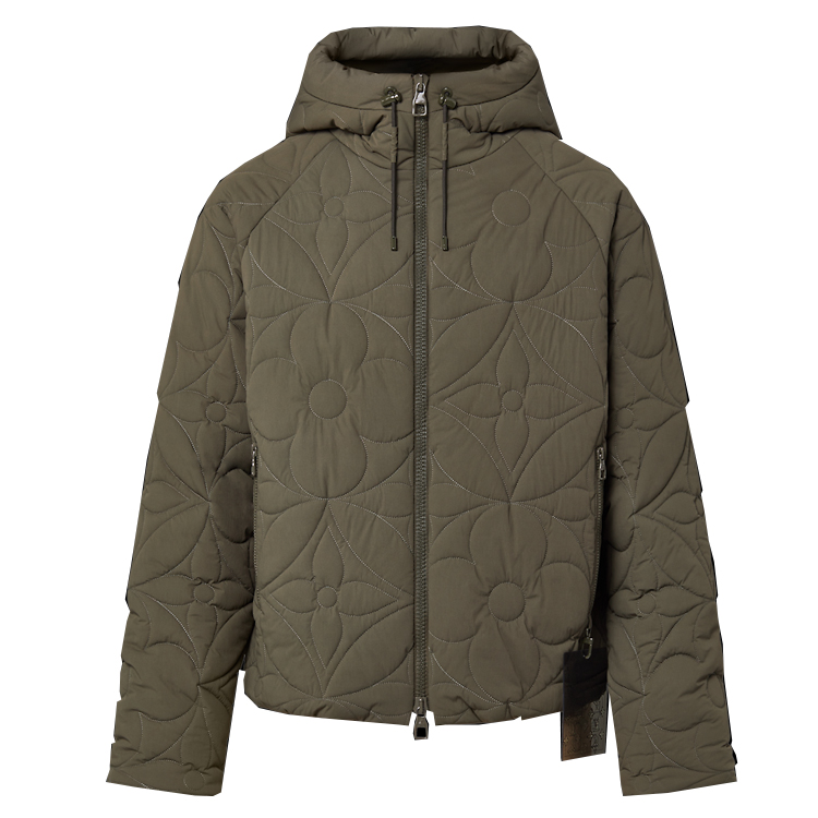 Louis Vuitton SS23 Green Quilted Floral Hoodie Jacket for Men 1AAU90