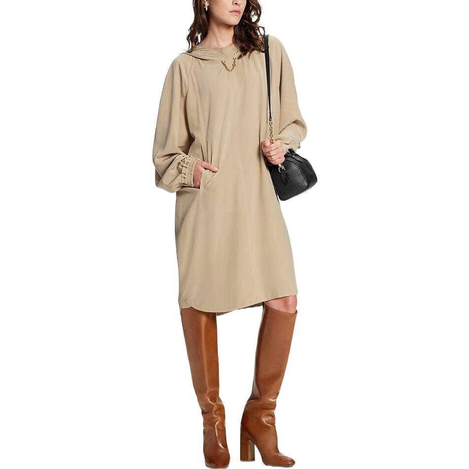 Lookbook 路易威登 SS23 卡其色链条蝙蝠袖连帽长裙 1AB6QV