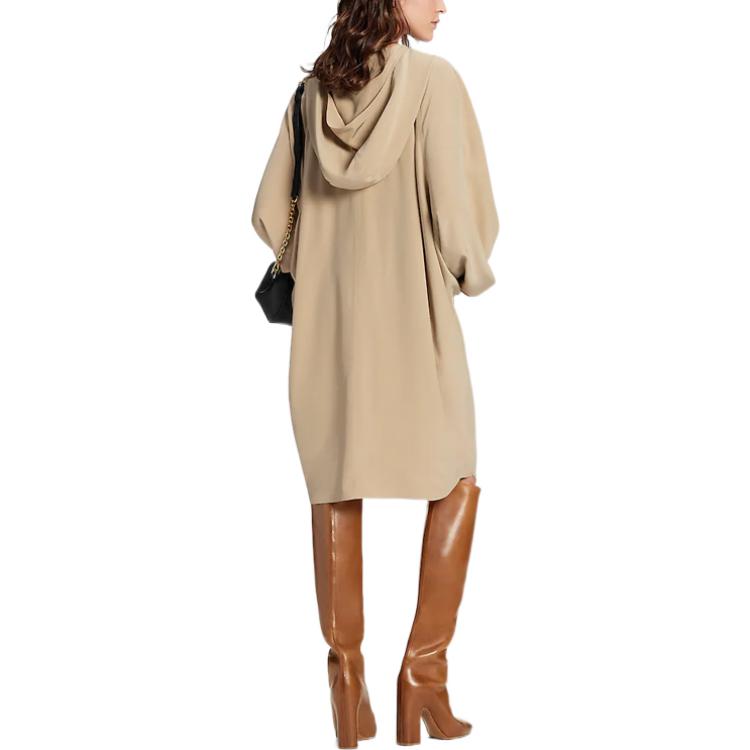 Shop 路易威登 SS23 卡其色链条蝙蝠袖连帽长裙 1AB6QV