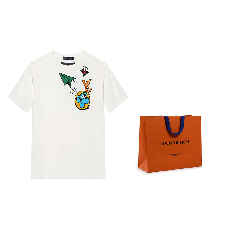 Order Camiseta de punto gráfica blanca para hombre Louis Vuitton SS23. 1AB54D