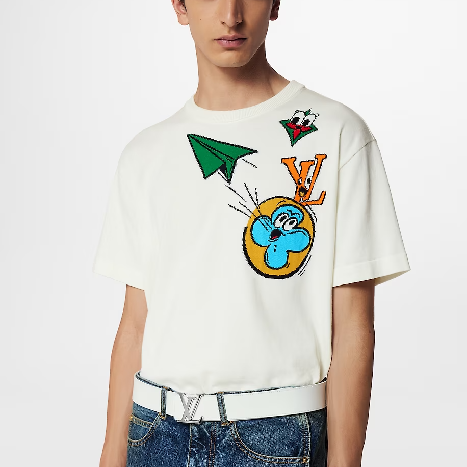 Cheap Camiseta de punto gráfica blanca para hombre Louis Vuitton SS23. 1AB54D
