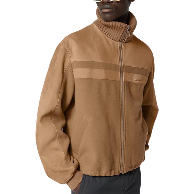 Purchase LOUIS VUITTON SS23 Mixed Leather Zip-Up Stand Collar Jacket Men Light Brown 1AAUXG