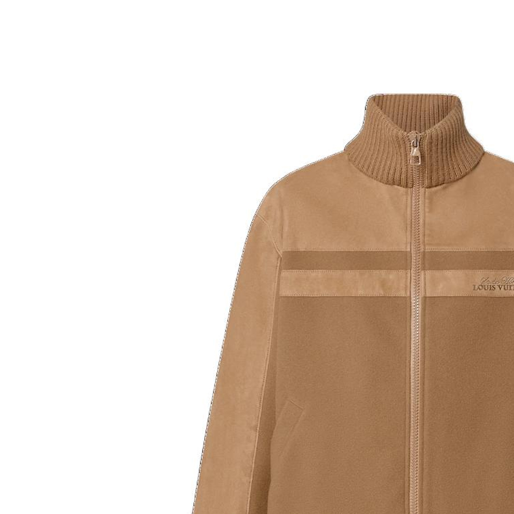 Details for LOUIS VUITTON SS23 Mixed Leather Zip-Up Stand Collar Jacket Men Light Brown 1AAUXG