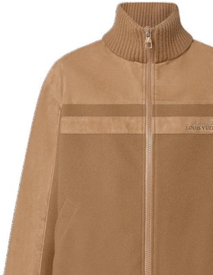 LOUIS VUITTON SS23 Mixed Leather Zip-Up Stand Collar Jacket Men Light Brown 1AAUXG Details for LOUIS VUITTON SS23 Mixed Leather Zip-Up Stand Collar Jacket Men Light Brown 1AAUXG