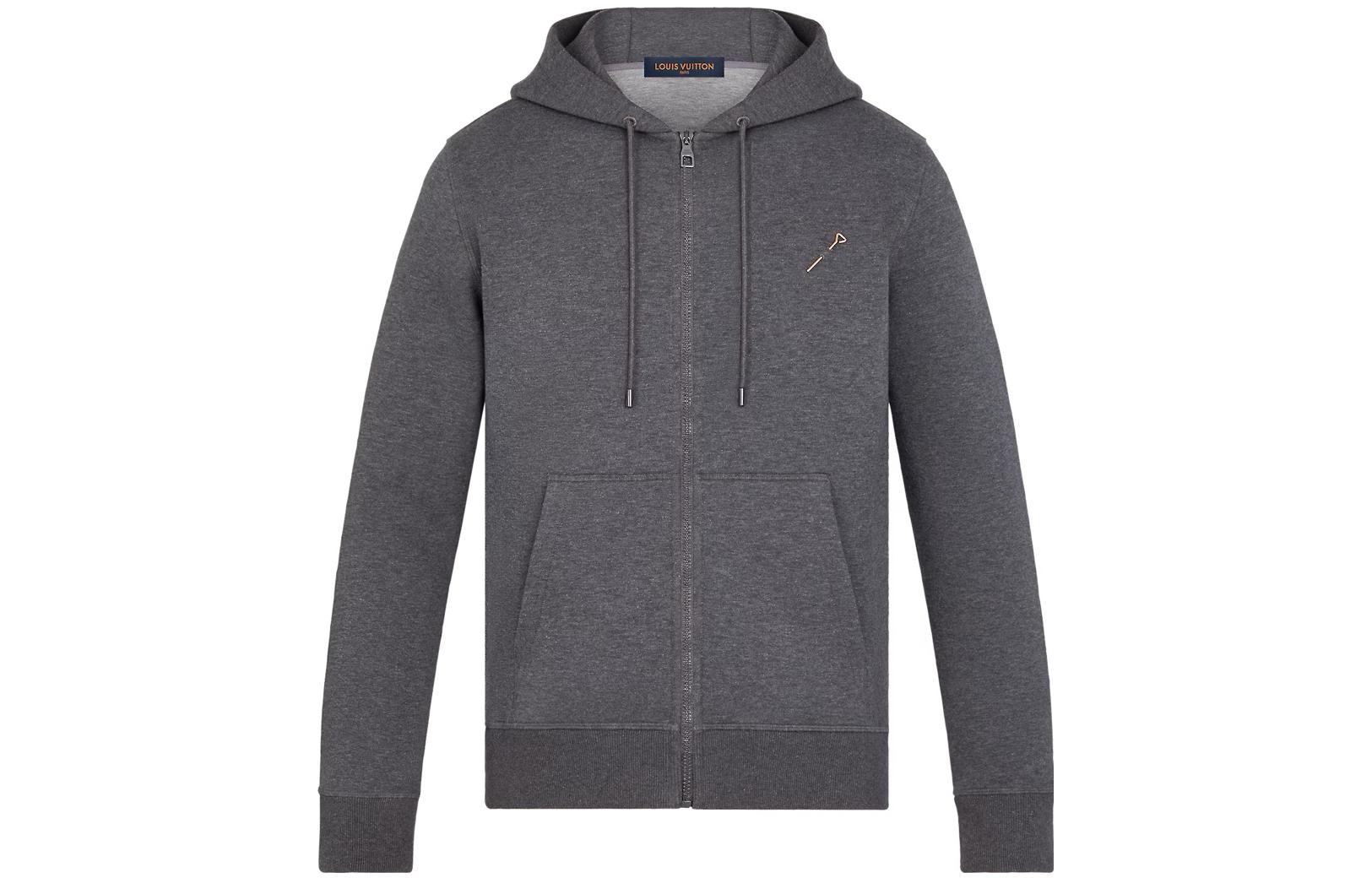 Louis Vuitton SS23 Monochrome Print Zipped Drawstring Hoodie Men’s Grey 1A7XEE