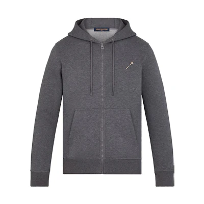 Louis Vuitton SS23 Monochrome Print Zipped Drawstring Hoodie Men’s Grey 1A7XEE