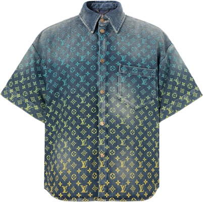 LOUIS VUITTON SS23 Monogram Denim Short Sleeve Shirt Blue Fashion. 1AB91X Order LOUIS VUITTON SS23 Monogram Denim Short Sleeve Shirt Blue Fashion. 1AB91X