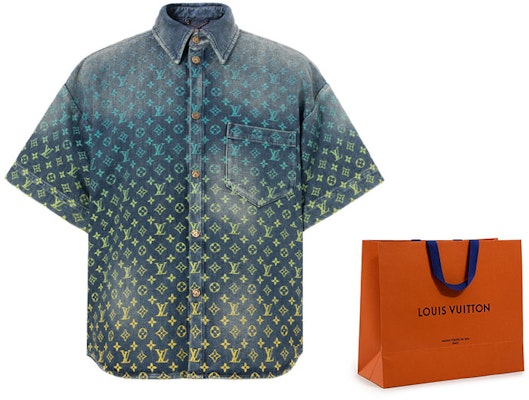 LOUIS VUITTON SS23 Monogram Denim Short Sleeve Shirt Blue Fashion. 1AB91X Cheap LOUIS VUITTON SS23 Monogram Denim Short Sleeve Shirt Blue Fashion. 1AB91X