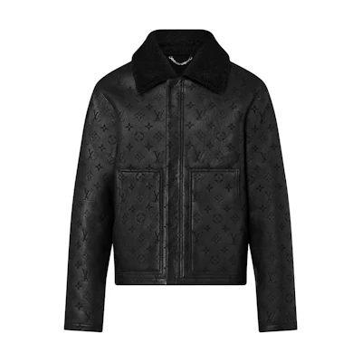 Louis Vuitton SS23 Monogram Embossed Leather Jacket Black 1AAV04
