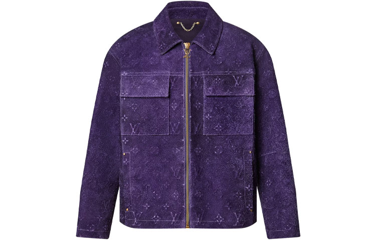Louis Vuitton SS23 Monogram Embossed Suede Workwear Jacket Purple  1AB4QR