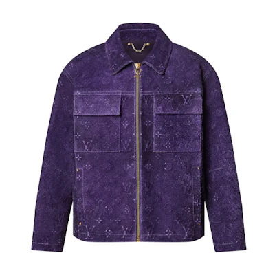 Louis Vuitton SS23 Monogram Embossed Suede Workwear Jacket Purple 1AB4QR