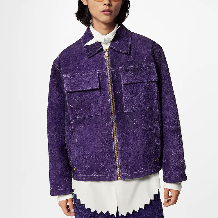 Lookbook 루이비통 SS23 모노그램 엠보스드 스웨이드 퍼플 워크웨어 재킷 1AB4QR