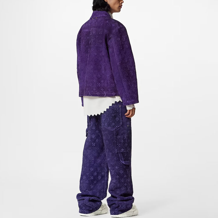 Shop 루이비통 SS23 모노그램 엠보스드 스웨이드 퍼플 워크웨어 재킷 1AB4QR