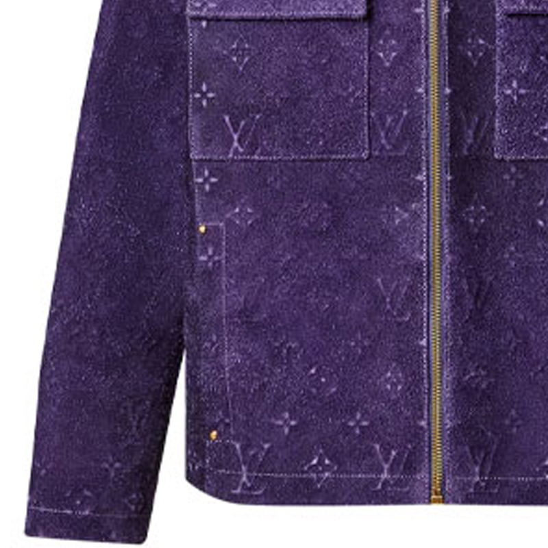 Sizing 루이비통 SS23 모노그램 엠보스드 스웨이드 퍼플 워크웨어 재킷 1AB4QR