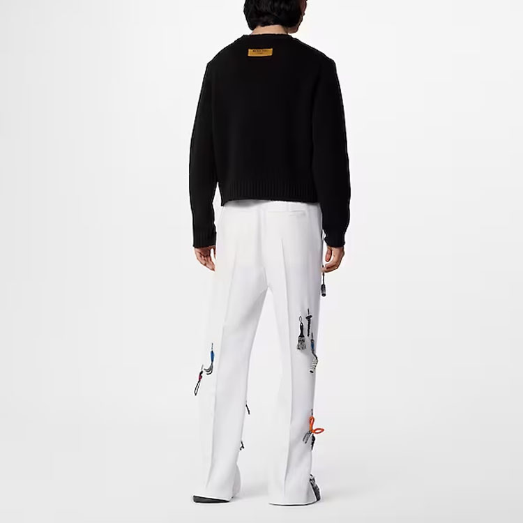 LOUIS VUITTON SS23 Monogram Logo Embroidered Black Long Sleeve Sweater Men 1AB91N 圖 3
