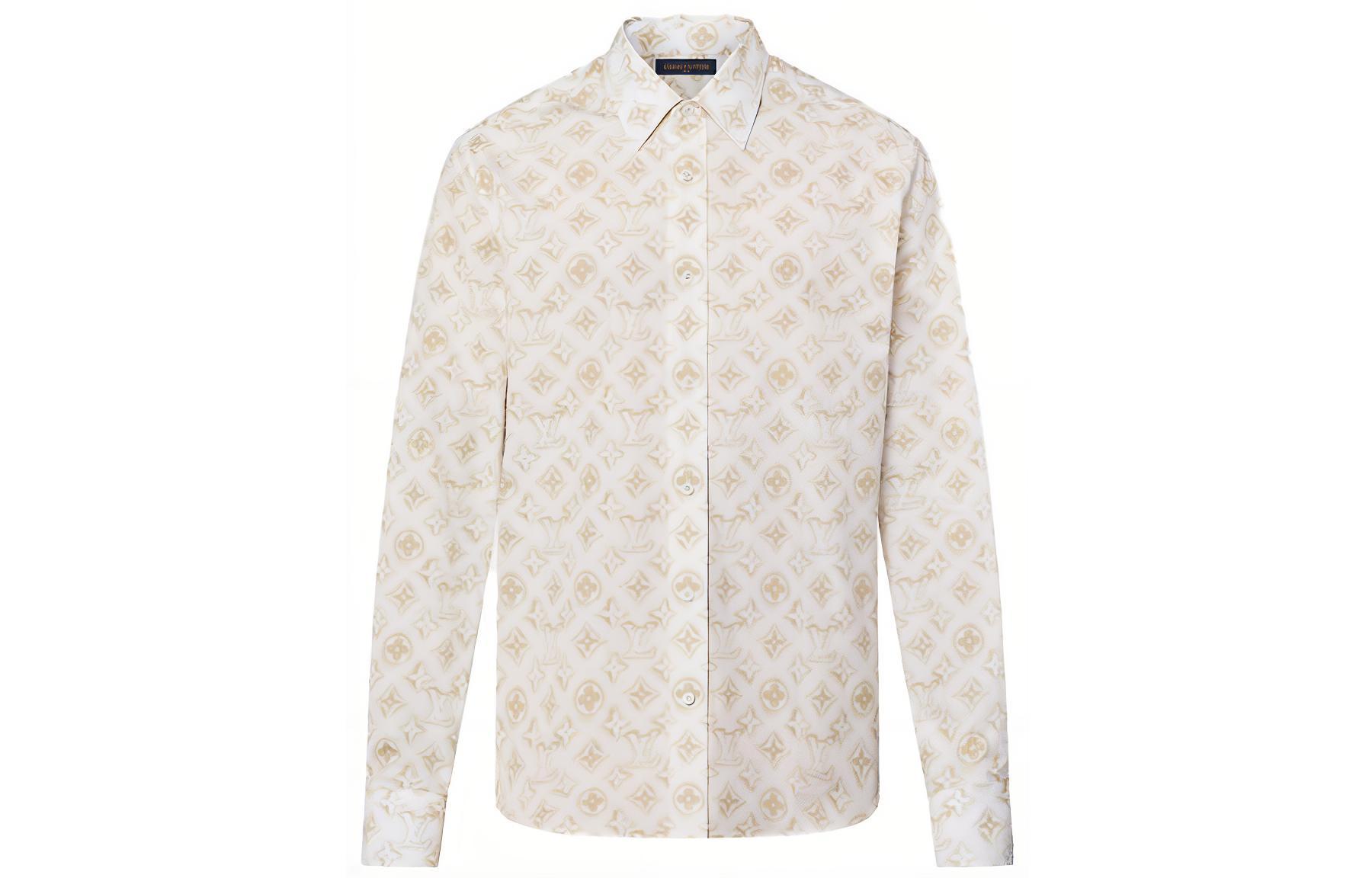 LOUIS VUITTON SS23 Monogram Logo Print Beige Long Sleeve Shirt Mens. 1ABJLM 圖 2