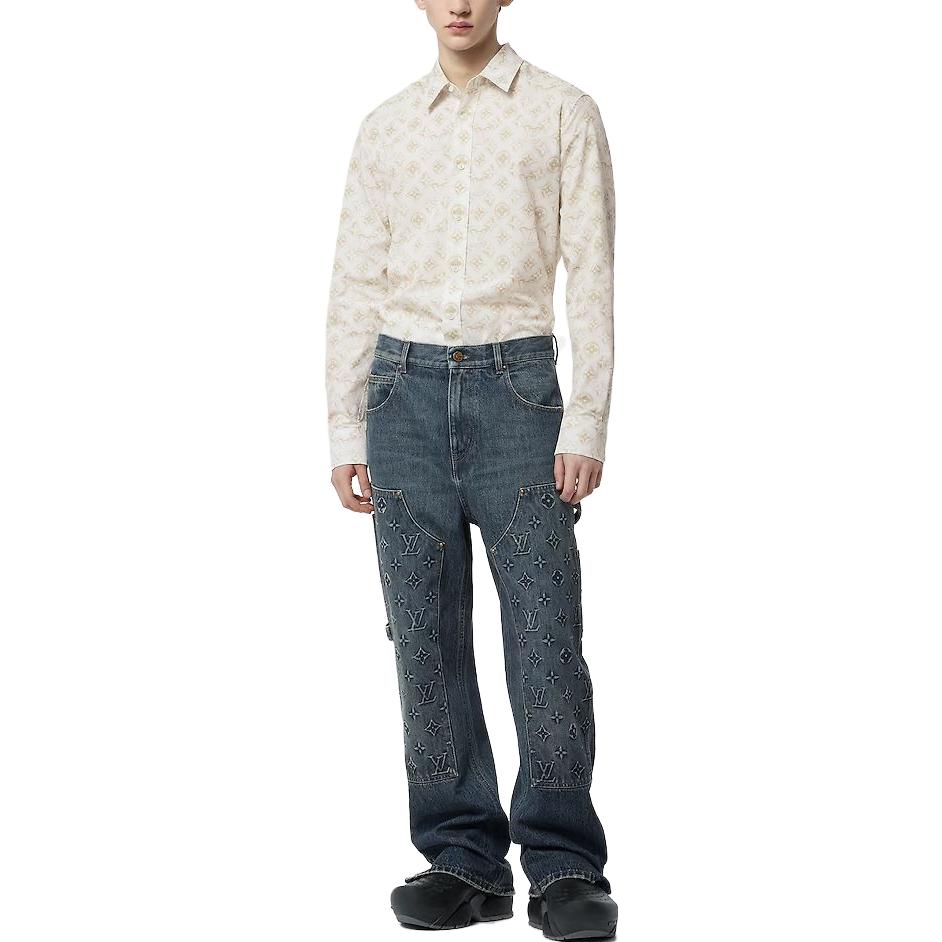 LOUIS VUITTON SS23 Monogram Logo Print Beige Long Sleeve Shirt Mens. 1ABJLM 圖 3