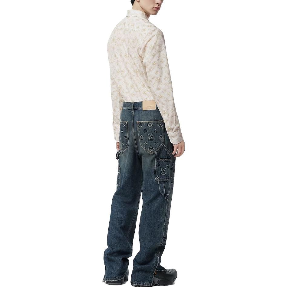 LOUIS VUITTON SS23 Monogram Logo Print Beige Long Sleeve Shirt Mens. 1ABJLM 圖 4