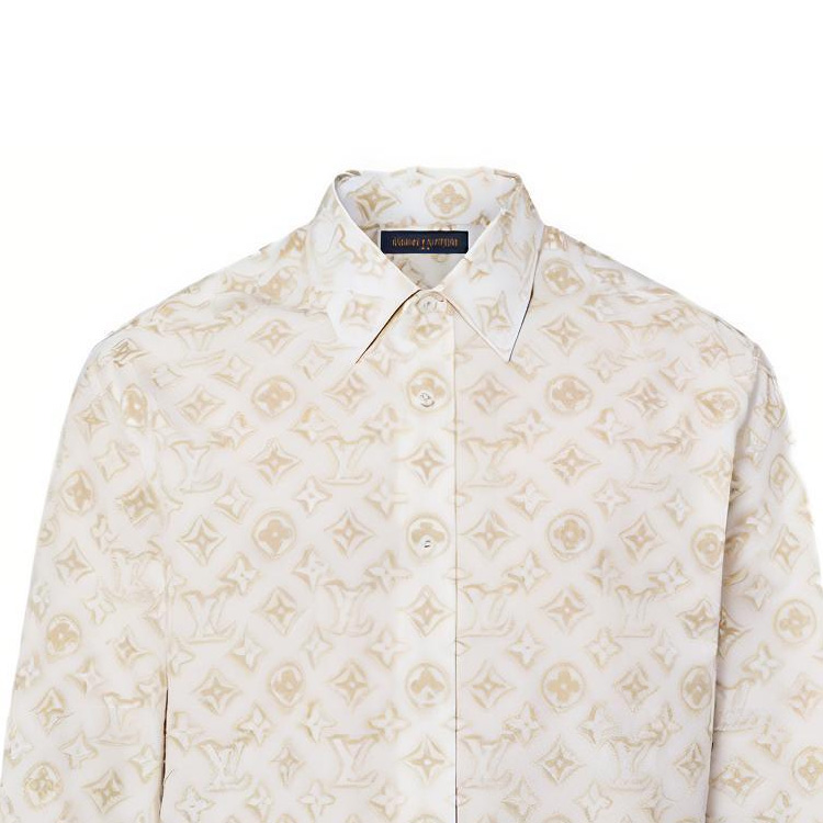 LOUIS VUITTON SS23 Monogram Logo Print Beige Long Sleeve Shirt Mens. 1ABJLM 圖 6