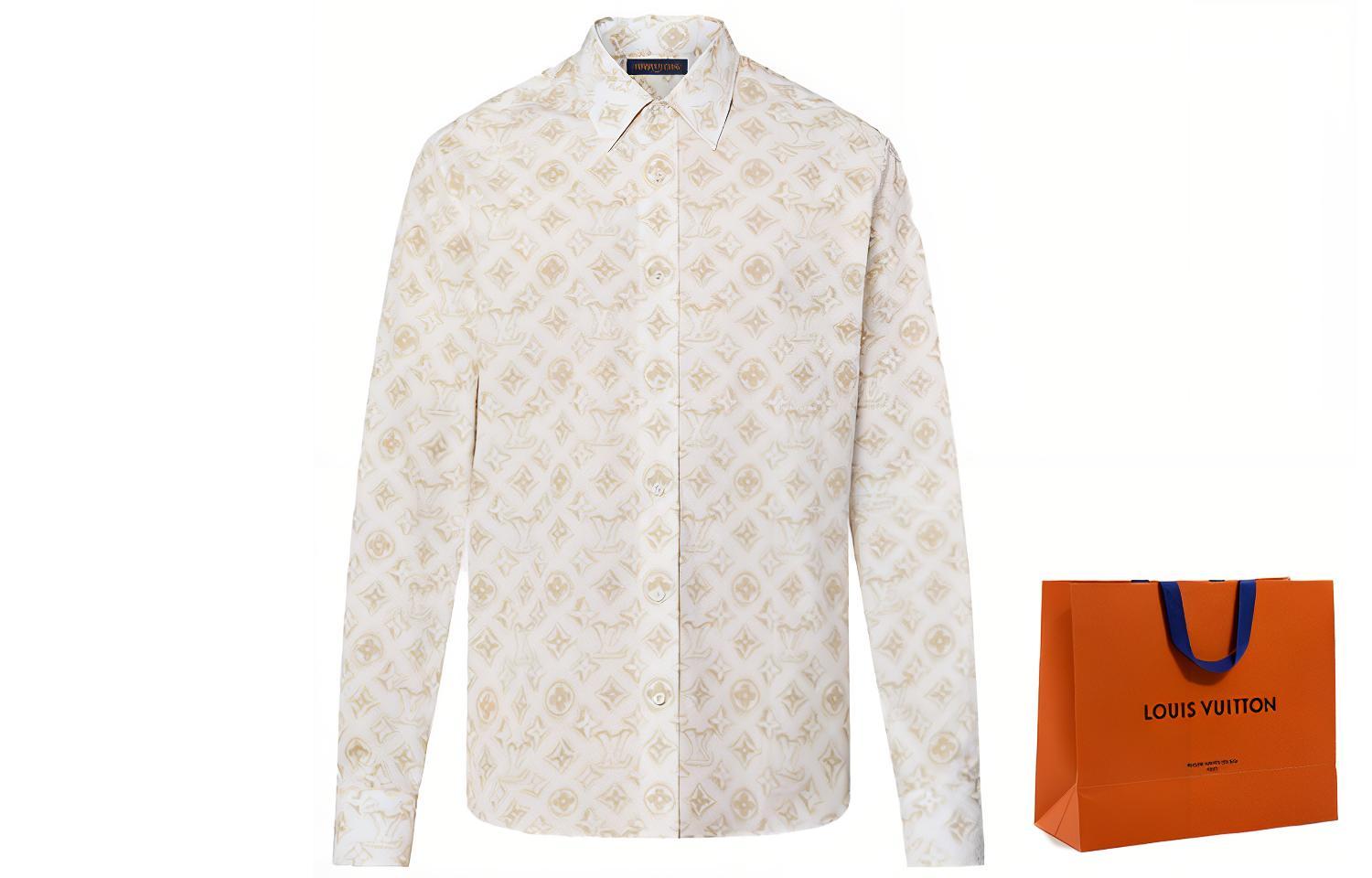 LOUIS VUITTON SS23 Monogram Logo Print Beige Long Sleeve Shirt Mens. 1ABJLM 圖 8