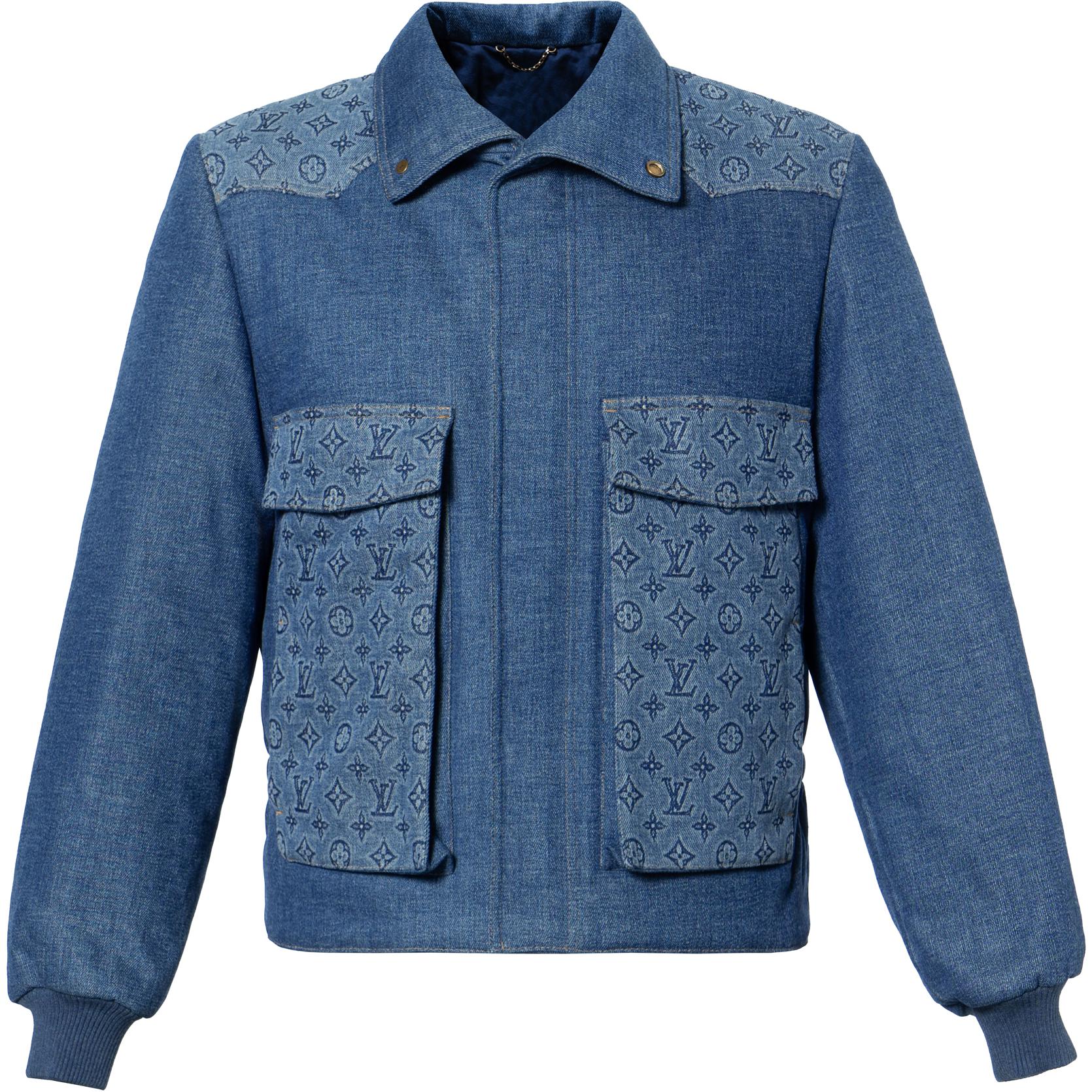 LOUIS VUITTON SS23 Monogram Logo Print Denim Jacket Men Blue 1AAV2P