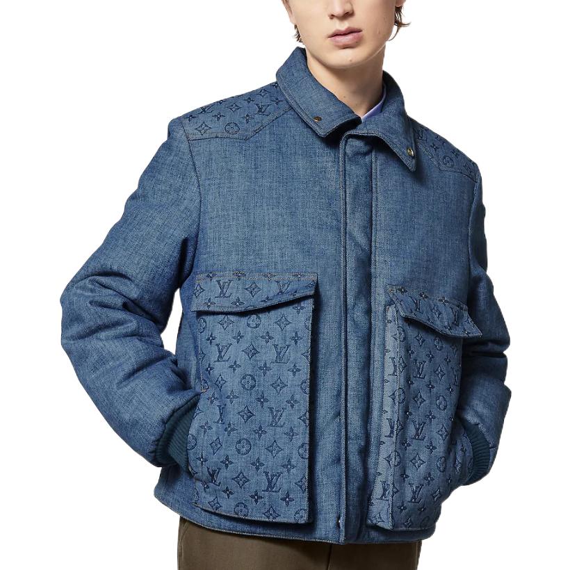 LOUIS VUITTON SS23 Monogram Logo Print Denim Jacket Men Blue 1AAV2P 圖 5