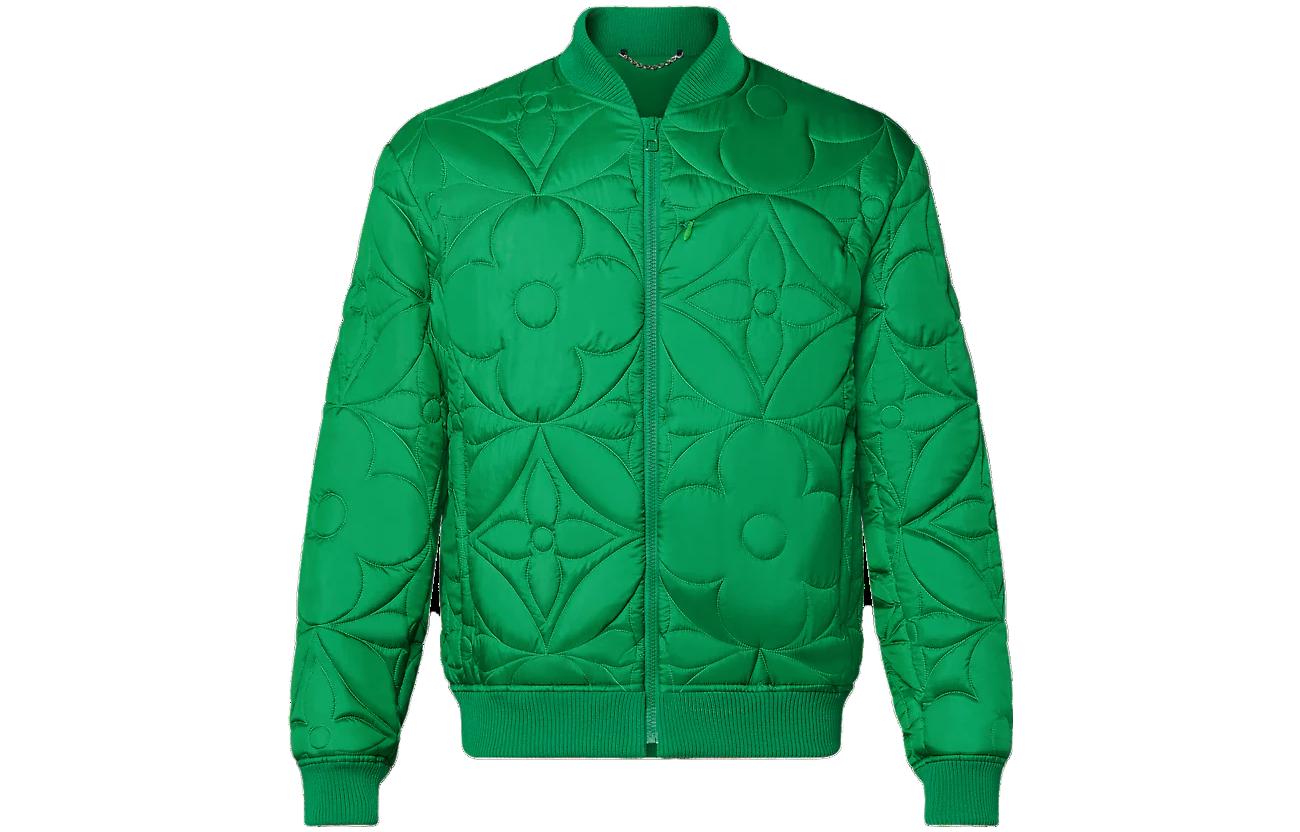 LOUIS VUITTON SS23 Monogram Quilted Floral Bomber Jacket Green for Men. 1A9FOI