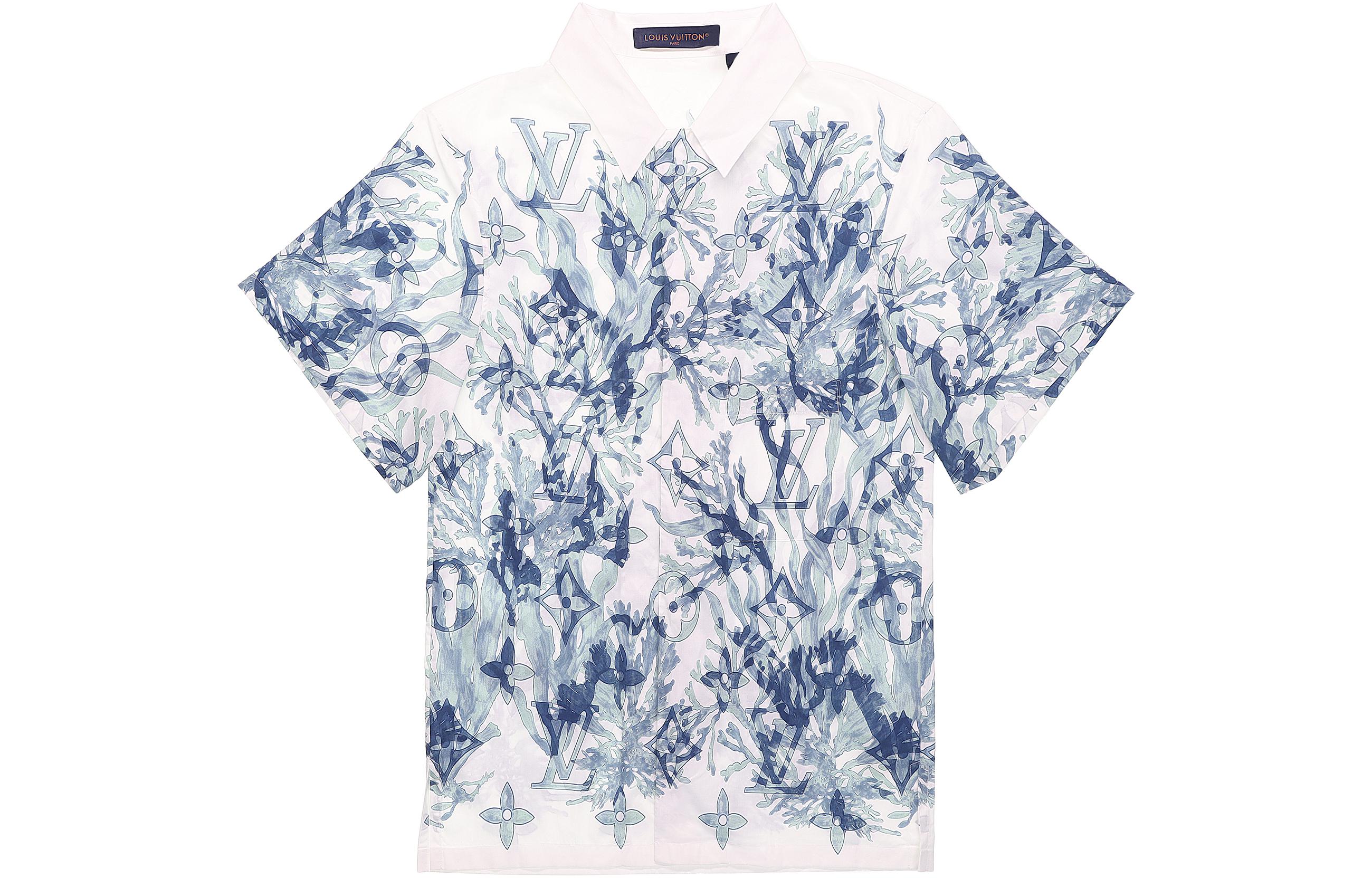 Shop 루이 비통 SS23 멀티컬러 모노그램 프린트 반팔 셔츠 남성. 1ABNSG