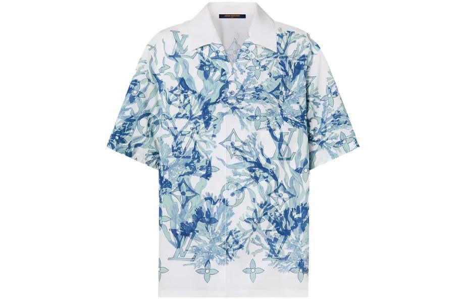 Details for 루이 비통 SS23 멀티컬러 모노그램 프린트 반팔 셔츠 남성. 1ABNSG