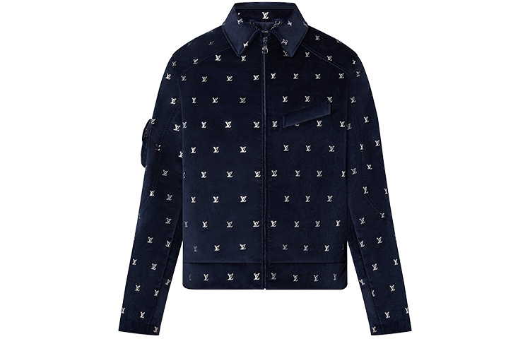 LOUIS VUITTON SS23 Navy Logo Print Zip-Up Jacket for Men 1AATJQ 圖 2